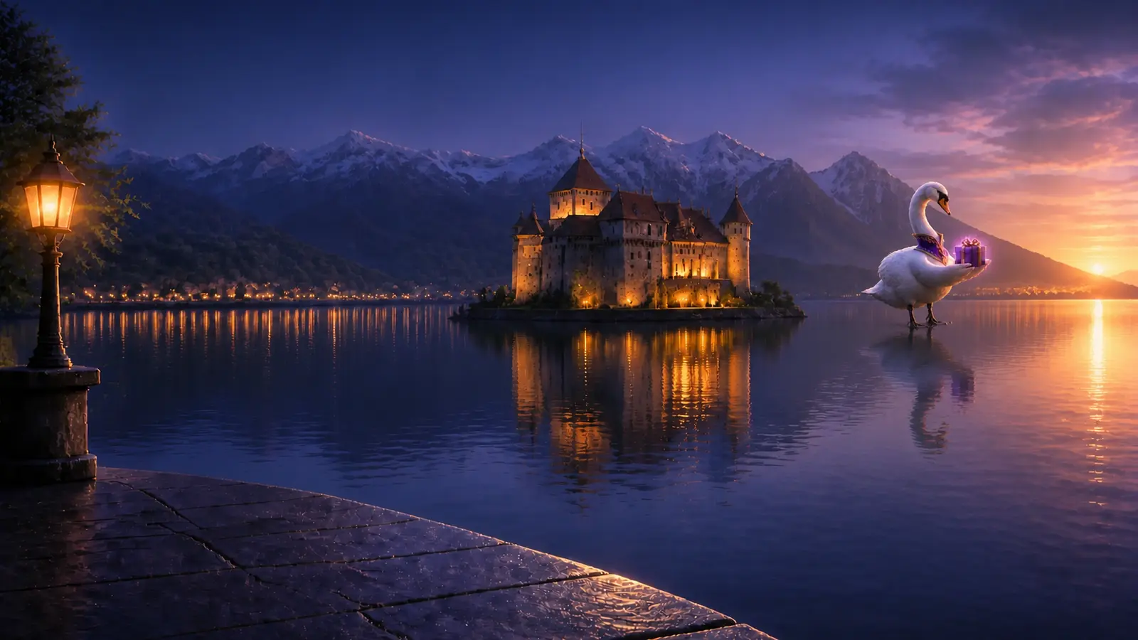 Schwan präsentiert den Willkommensbonus am Genfersee